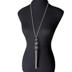 R.J. GRAZIANO Vintage Silver Toned Chain Necklace Clear Bubble Balls Tassels